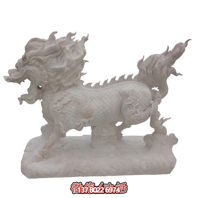 傳承漢白玉石雕麒麟雕塑，美化景區(qū)戶(hù)外環(huán)境