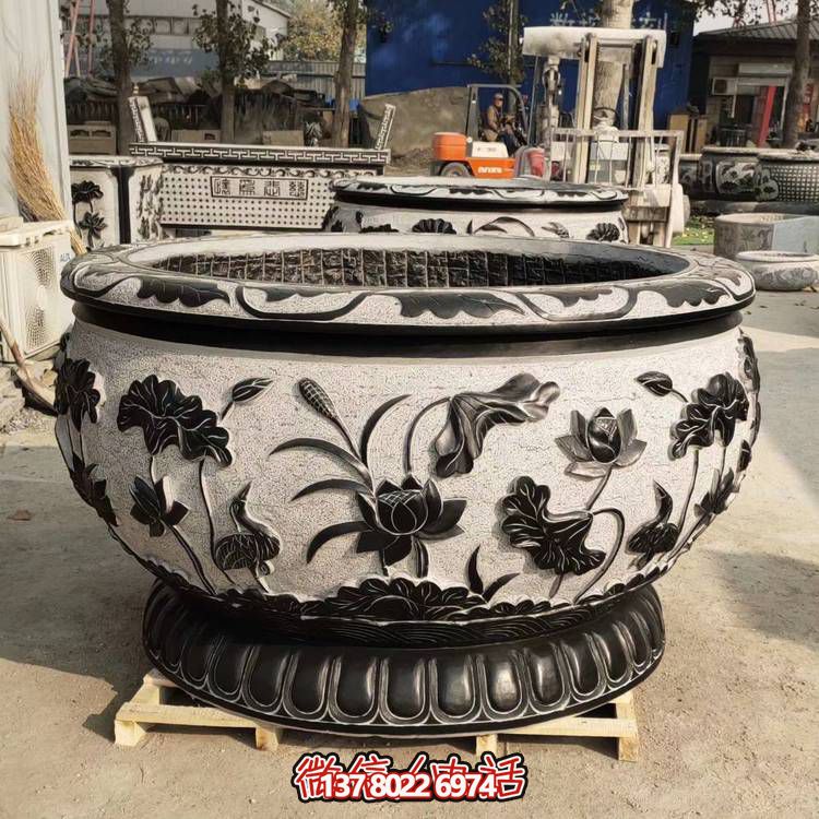 庭院大型仿古舊魚(yú)缸雕塑