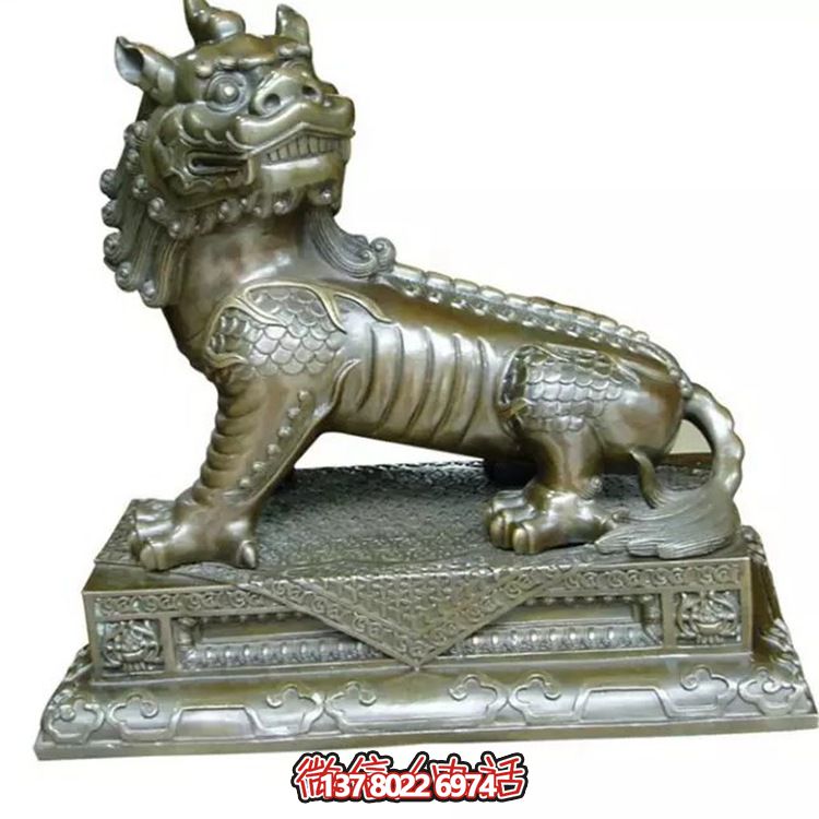 小型不銹鋼神麒麟雕塑，裝點庭院