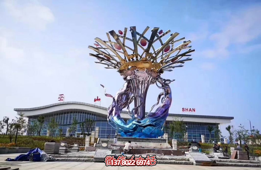 玻璃鋼美人魚雕塑，給廣場帶來彩繪跳舞美景