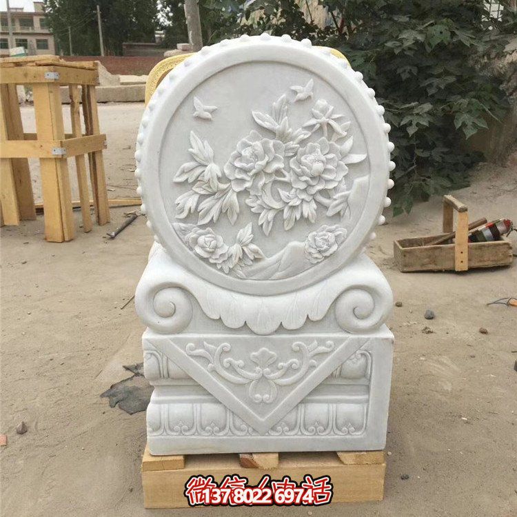 經典石雕藝術，漢白玉石雕大理石門口門墩鎮宅鼓抱雕塑戶外裝飾