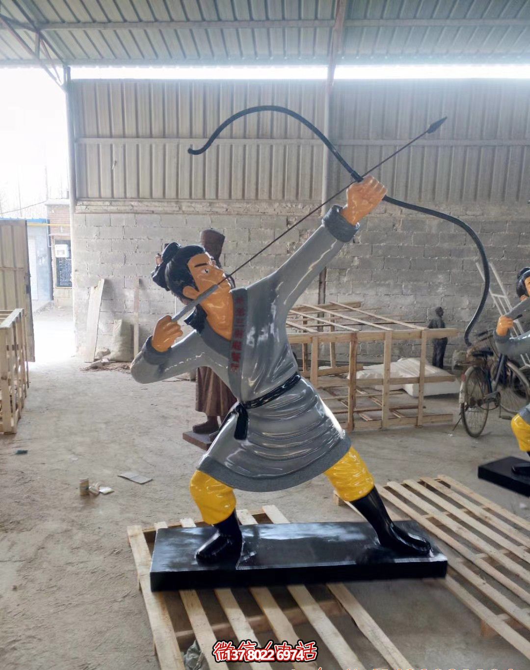 融合園林景觀與玻璃鋼雕塑的古代卡通人物射箭雕塑 融合園林景觀與玻璃鋼雕塑的古代卡通人物射箭雕塑