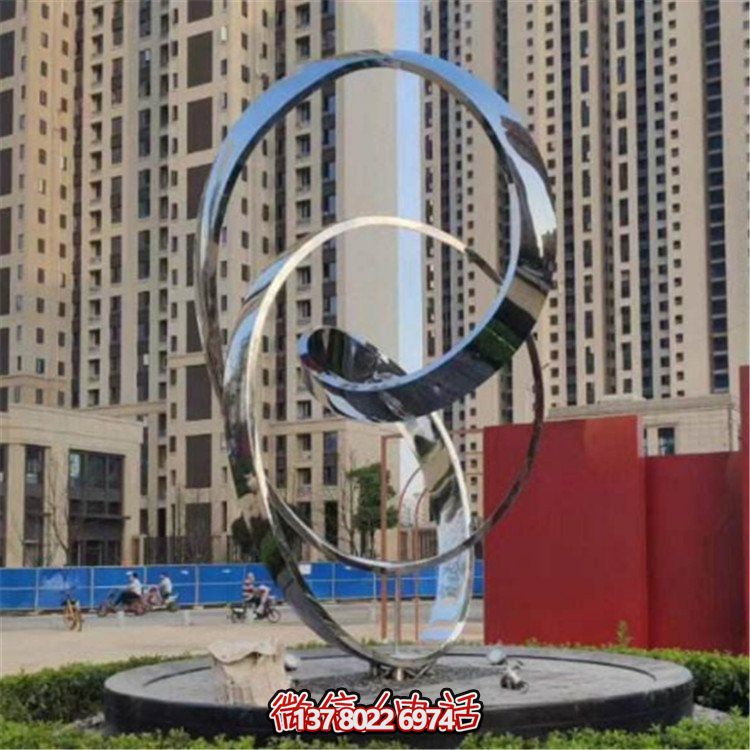 小區(qū)綠化裝飾創(chuàng)意不銹鋼圓環(huán)雕塑