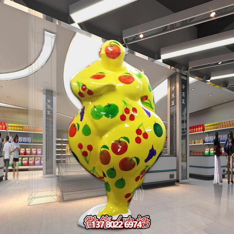 商場玻璃鋼彩繪創意大型抽象人物擺件