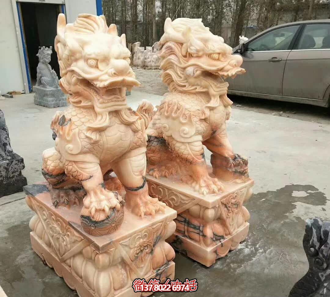 庭院別墅鎮宅晚霞紅石雕麒麟雕塑 庭院別墅鎮宅晚霞紅石雕麒麟雕塑