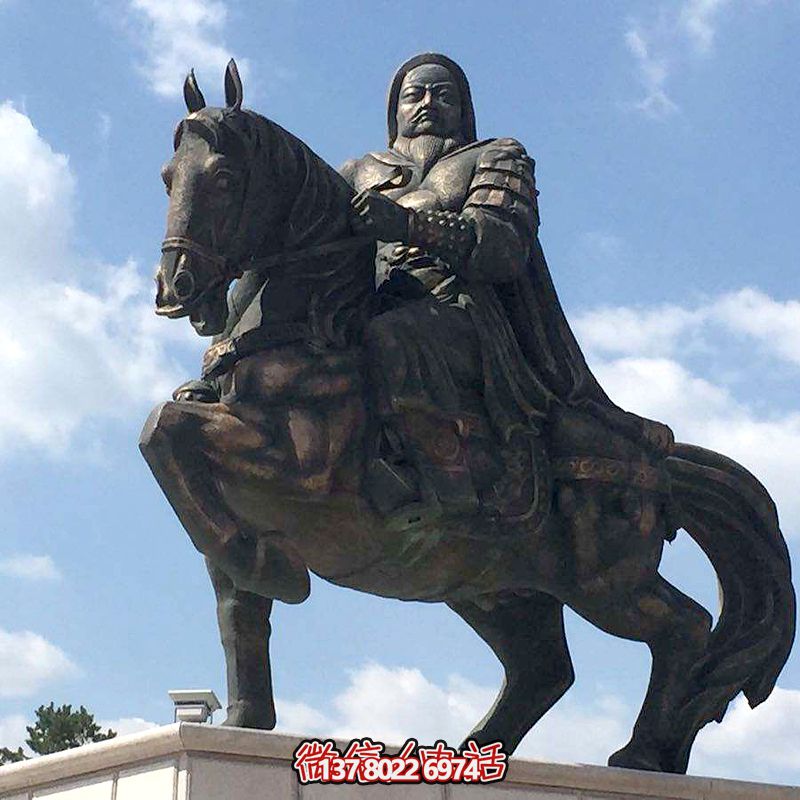 景區(qū)創(chuàng)意銅鑄成吉思汗騎馬雕塑