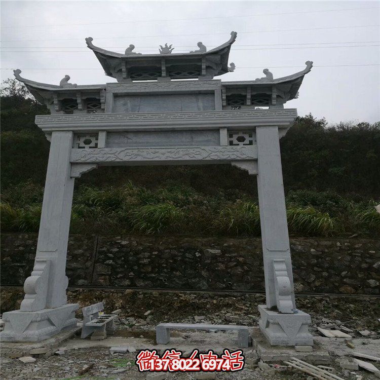 大型石雕戶(hù)外單門(mén)牌坊雕塑