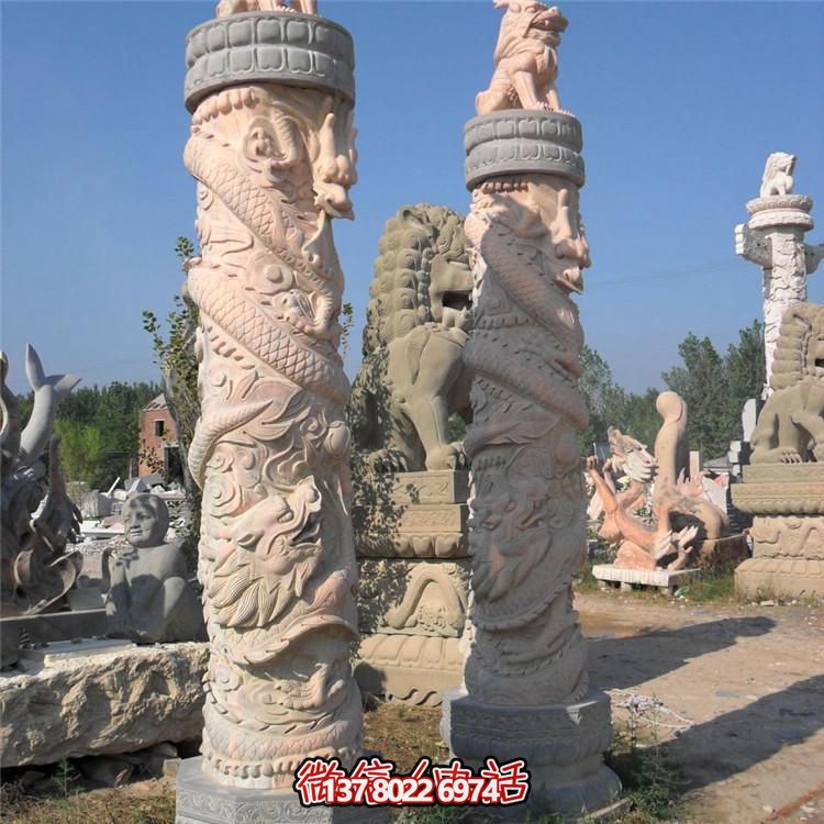 園林墓地廣場(chǎng)大理石雕刻龍紋文化石柱雕塑
