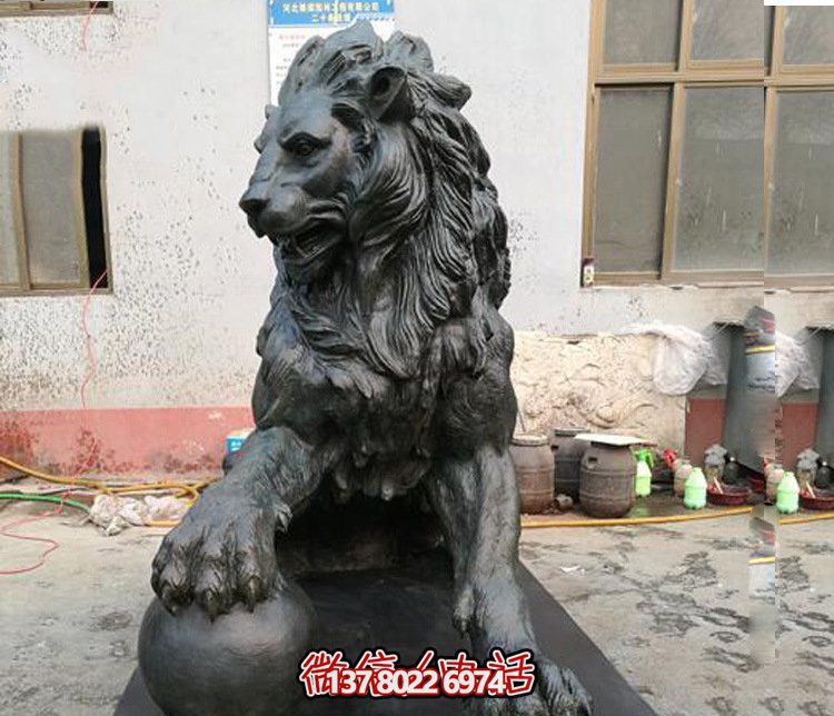 戶(hù)外景區(qū)不銹鋼仿銅石雕獅子雕塑