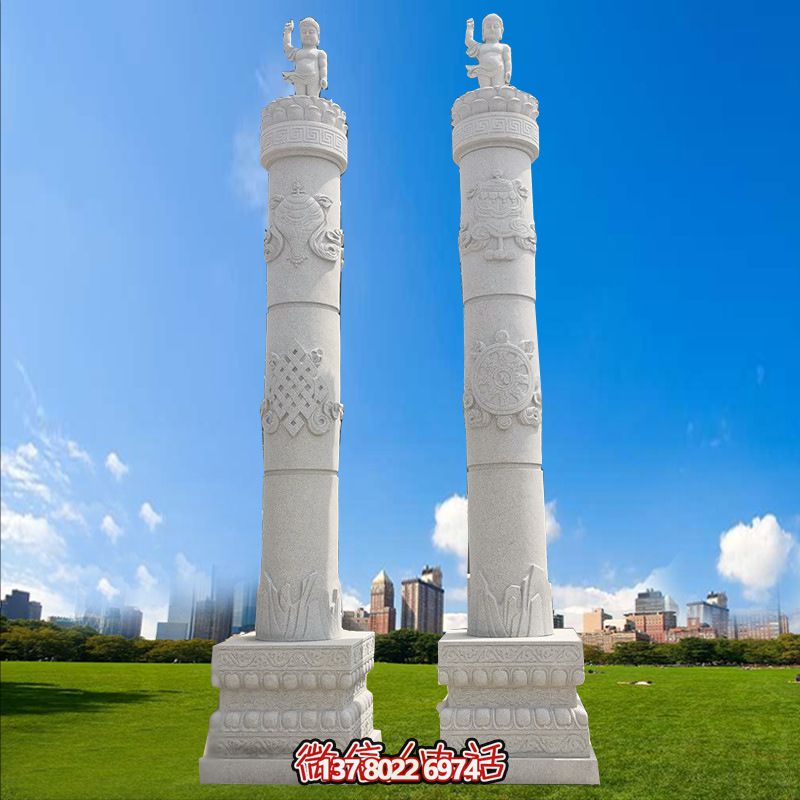 寺院擺放漢白玉山海九龍柱雕龍 寺院擺放漢白玉山海九龍柱雕龍