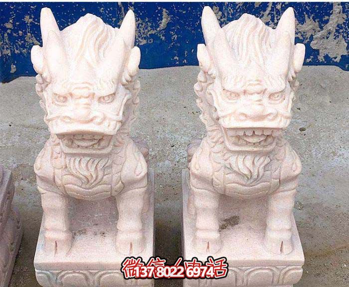 庭院別墅漢白玉石雕麒麟雕塑 庭院別墅漢白玉石雕麒麟雕塑